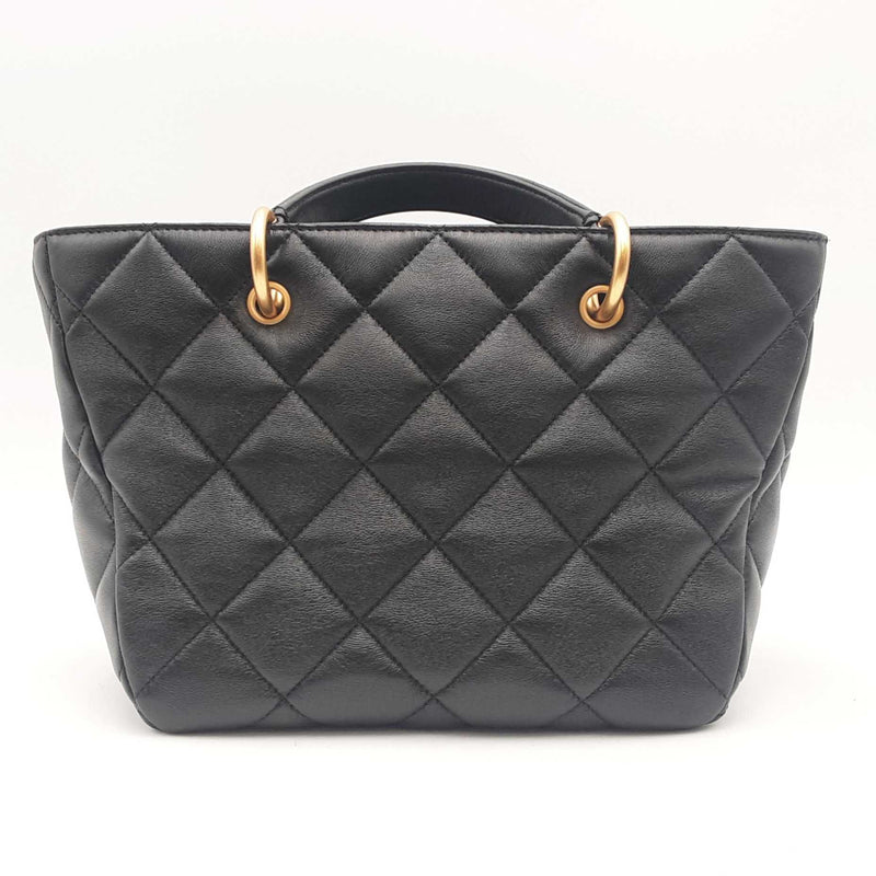 Chanel Quilted Lambskin Small Top Handle Black Shopping Bag Sd0825wzxzsa
