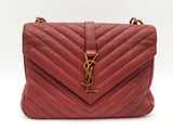 Ysl Yves Saint Laurent Sheepskin Matelasse Monogram Red Crossbody Sd0825ezxde