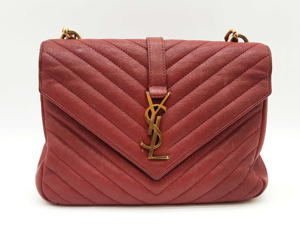 Ysl Yves Saint Laurent Sheepskin Matelasse Monogram Red Crossbody Sd0825ezxde