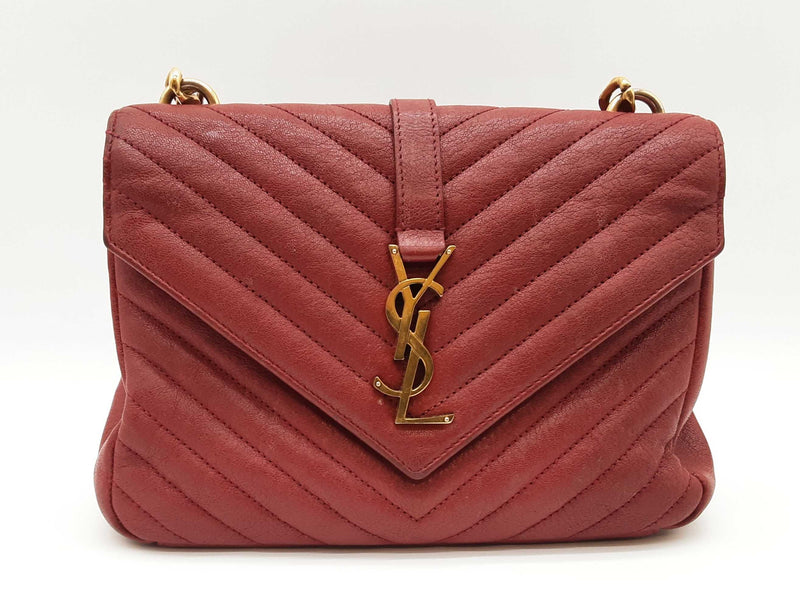 Ysl Yves Saint Laurent Sheepskin Matelasse Monogram Red Crossbody Sd0825ezxde