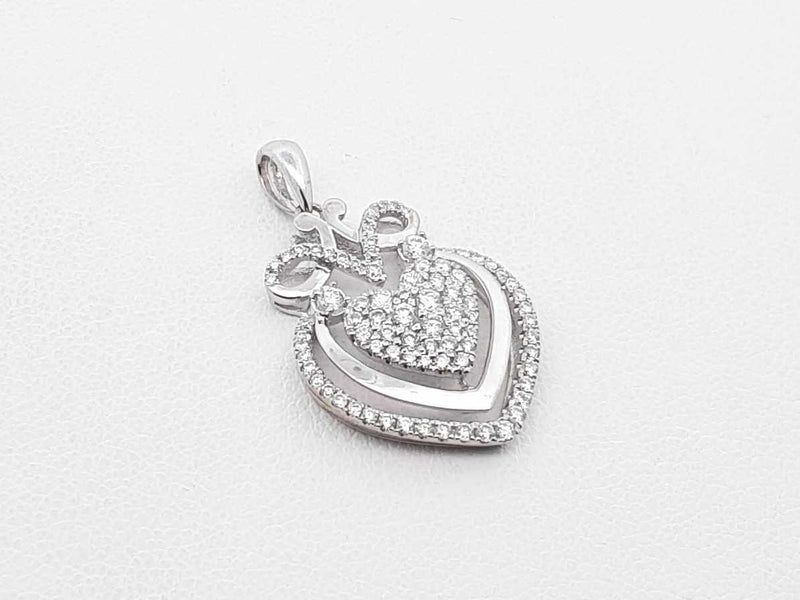 0.87 Cttw Diamond & 18k White Gold Heart Pendant 2 Grams Fw0825lwxdu