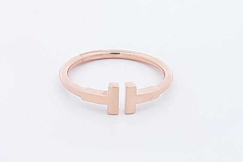 Tiffany &. Co. 18k Rose Gold T Square Ring 3.7 Grams Size 9.5 Eb0425wrxsa