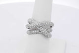 3.0cttw Diamond Criss-cross Ring In 14k White Gold 6.5 Grams Size 7 Eb0626cxzsa