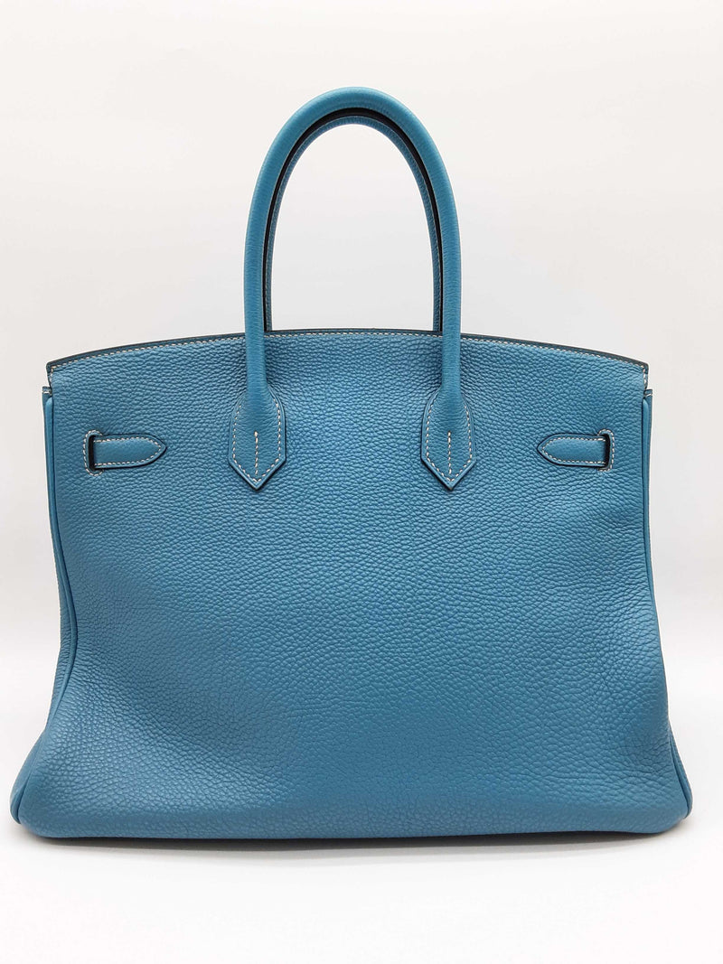 Hermes Birkin 35 Bleu Jean Blue Clemence Palladium Hardware Handbag Do0925erxzde