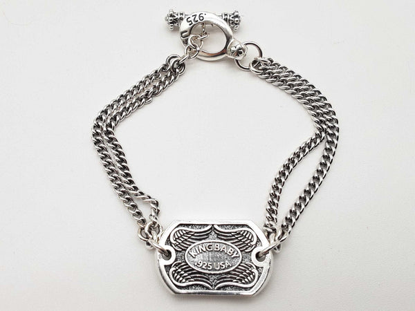 King Baby Saint Michael 0.925 Silver 32.1g Double Bracelet 8.25 In Do0325lrxde