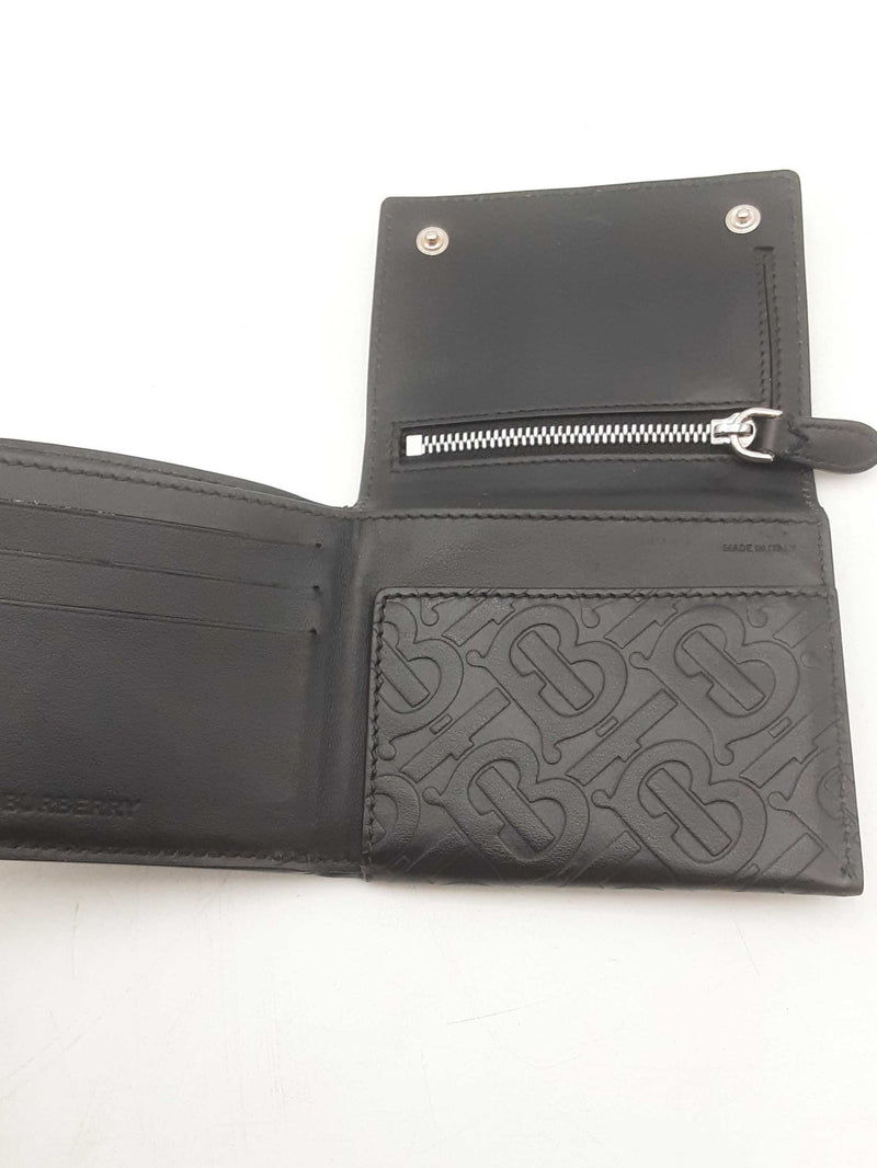 Burberry Monogram Trifold Embossed Black Wallet Sd0825lzxsa
