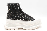 Alexander Mcqueen Tread Slick Spikes Black Leather Sneakers Size 42 Eb0626crde