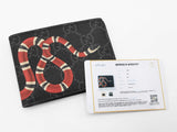 Gucci Kingsnake Print Bifold Wallet In Black & Grey Gg Supreme Coated Canvas Fw0726ezdu