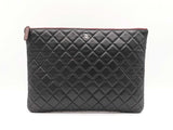 Chanel Large Cosmetic Case In Black Diamond-quilted Leather Fw1225prxdu