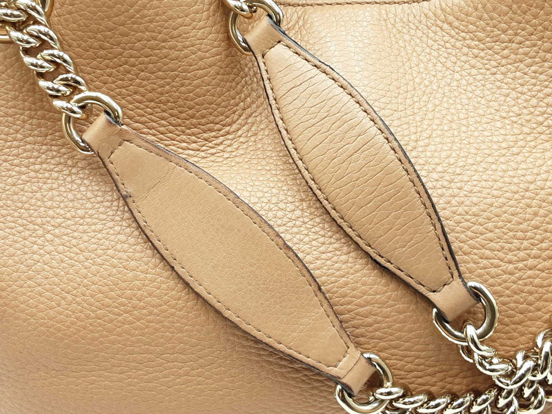 Gucci Soho Chain Shoulder Bag In Tan Pebbled Calfskin Fw0825pzxdu