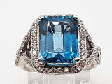 Blue Topaz 14k White Gold 5.3g Ring Size 4.75 Do0826prxde