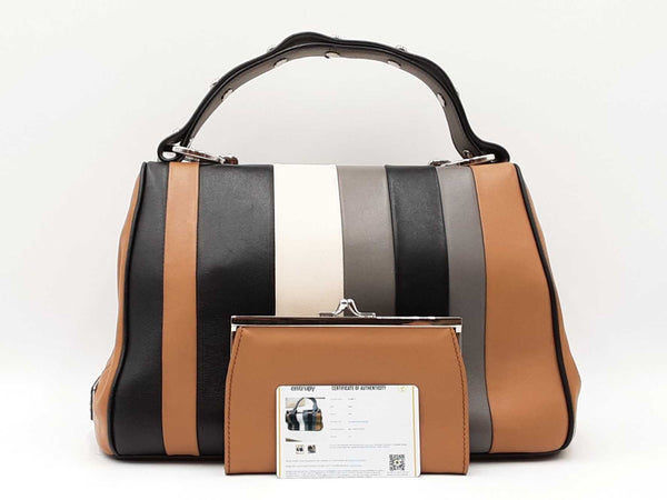 Prada Baiadera Frame Satchel Bag In Multicolor Striped Leather Fw0725wxzdu