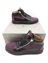 Giuseppe Zanotti Purple Satin & Black High Top Sneakers Size 46 Fw1024ersa