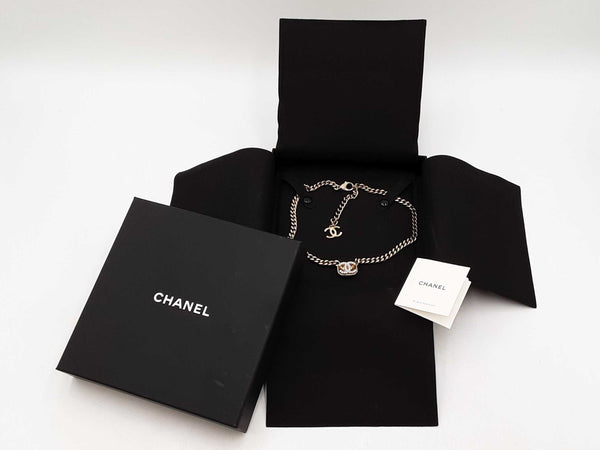 Chanel Cubic Zirconia Cc Cuban Link Necklace 18 Inch Fw0925wxzdu