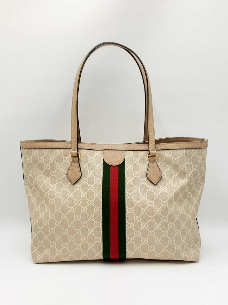 Gucci Ophidia Web Stripe Beige & White Gg Canvas Tote Bag Fw0225izxdu