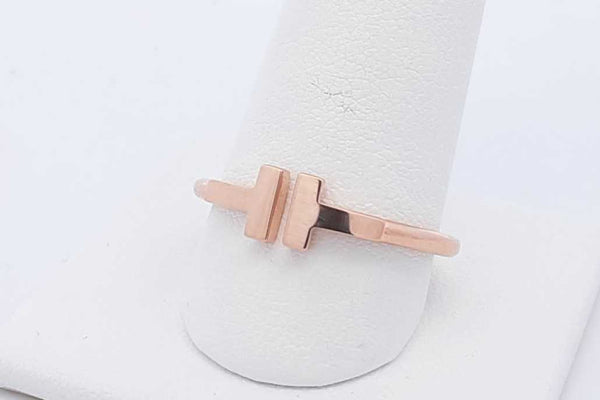 Tiffany &. Co. 18k Rose Gold T Square Ring 3.7 Grams Size 9.5 Eb0425wrxsa