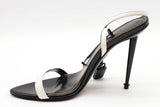 Tom Ford Black & White Patent Leather Padlock Pointy Sandals Sz 36.5 Eb1225oxzde