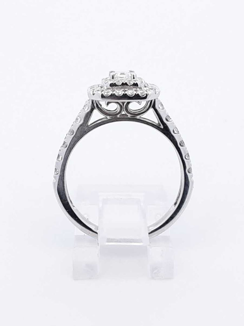 1.32 Cttw Diamond & 14k White Gold Double Halo Ring 4.1 Gram Sz 6.75 Fw0725pzxdu