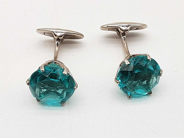 Paul Smith Blue Glass Gemstone Shape Metal Cuff Links Do1025rxde
