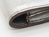 Yves Saint Laurent Ysl Metallic Silver Leather Clutch Do0526prxde