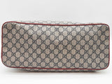 Gucci 453705 Tan Navy Gg Supreme Coated Canvas Red Leather Tote Bag Do0625pxzde