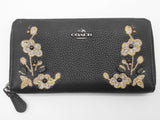 Coach Flowered Embroidered Black Leather Zippy Wallet Do0525pxde