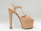 Gucci Angel T-strap Platform Heels In Neutral Leather Size Eu 37.5 Fw0225szdu