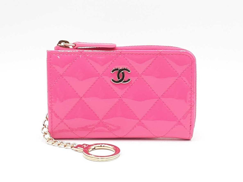 Chanel Matelassé Hot Pink Patent Leather Coin Case Fw0225oxzdu