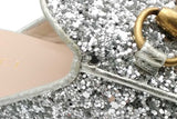 Gucci Horsebit Silver Glitter Mules Size 37 Eb0926lxzsa