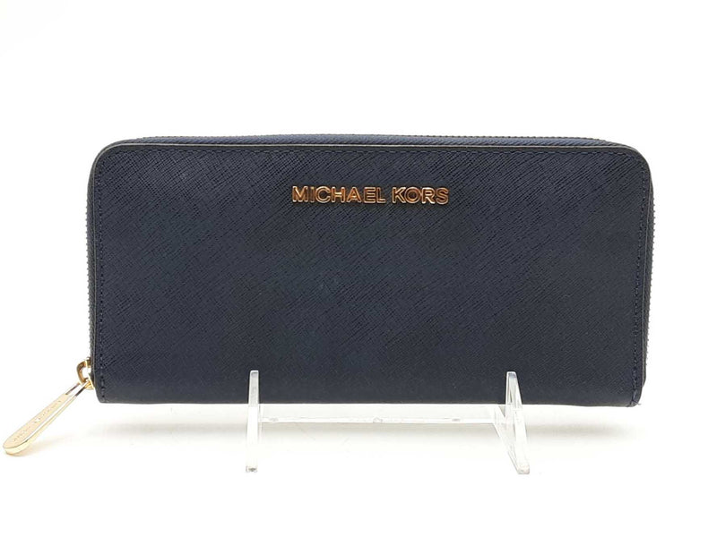 Michael Kors Jet Set Travel Zip Around Blue Wallet Aa0425lrsa
