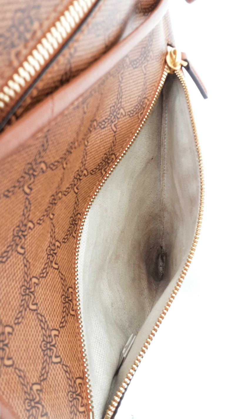 Mcm Himmell Triangle Pouch In Cognac Lauretos Coated Canvas Fw0725crdu