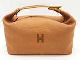 Hermes Bride-a- Brac Large Gold Brown Canvas Palladium Travel Case Do0326wxzde