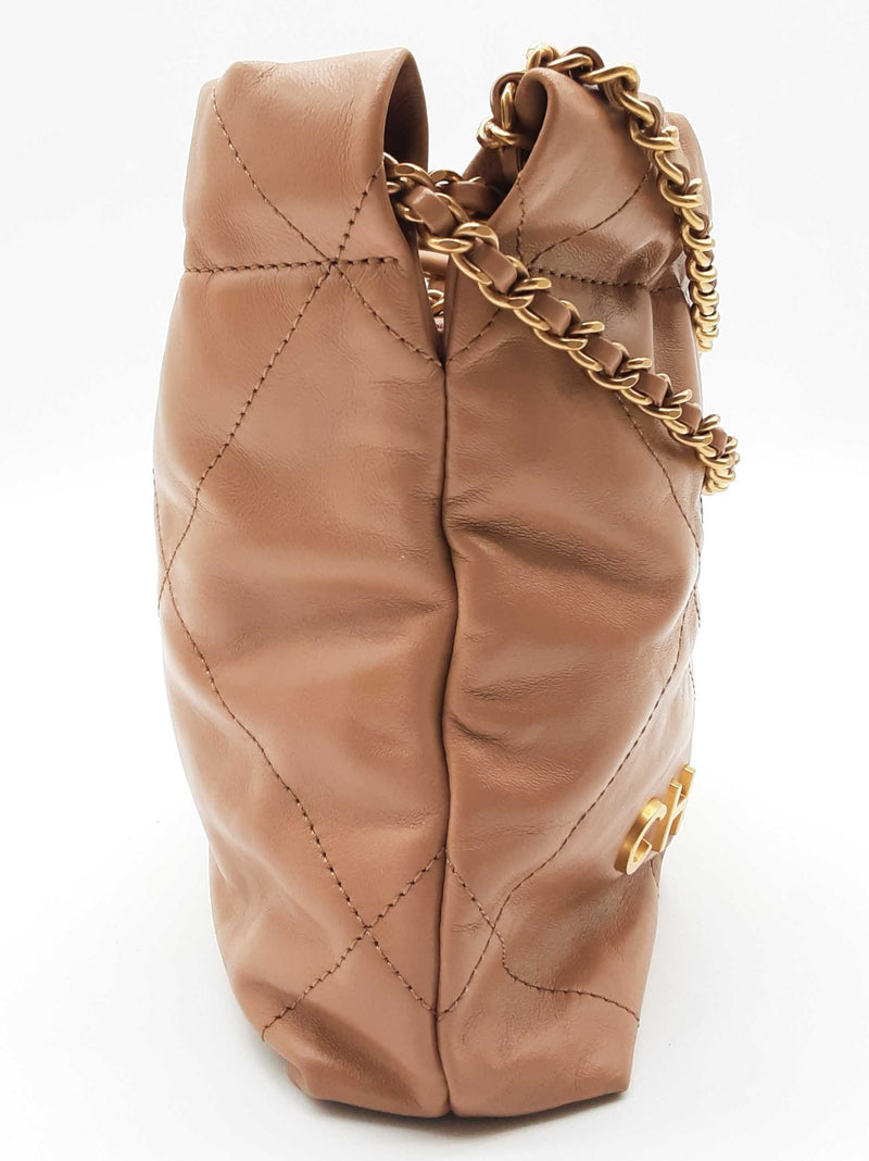Chanel Mini 22 Beige Quilted Calfskin Leather Bucket Bag Do0525oxzxde