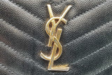 Saint Laurent Chevron Quilted Black Leather Cassandre Zip Wallet Eb0526lrxde