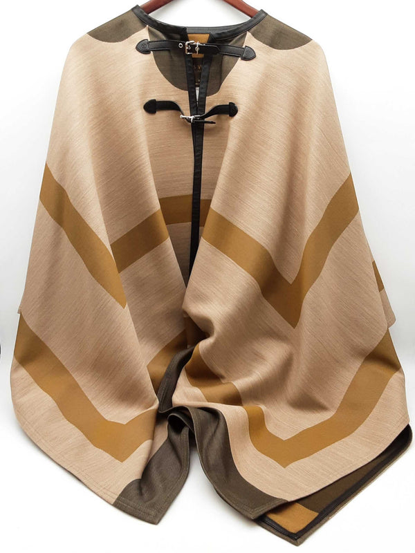 Louis Vuitton Brown Striped Wool Silk Cape Poncho Size Tu Fits Most Do0425sxzde