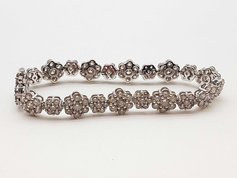 5.35 Cttw Diamonds 14k White Gold 13.5g Flower Tennis Bracelet 6 In Do0525lxzxde