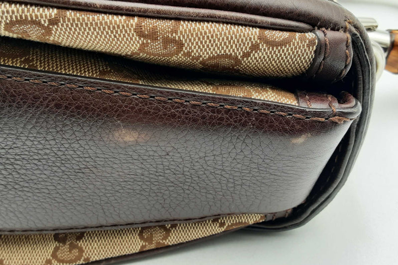 Gucci Gg Monogram Canvas Bamboo Top Handle Bag Eb0225exzsa