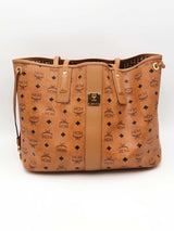 Mcm Liz Reversible Visetos Cognac Tote Bag Eb0526wxzsa