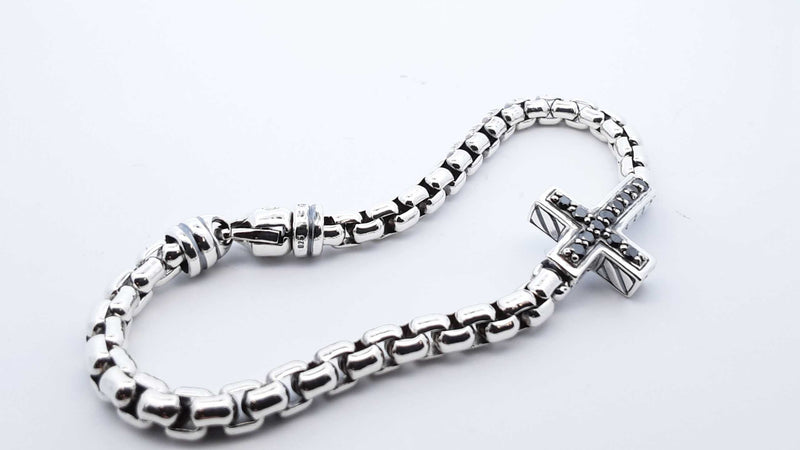 David Yurman Sterling Silver Cross Cable Bracelet 7.5 In Lh1023oexde