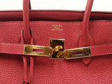 Hermès Birkin 35 Handbag In Rubis Red Clemence Leather 2009 Fw1026crxzdu