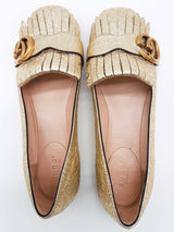 Gucci 453373 Gg Gold Metallic Marmont Flats Size Eu 36.5 Do0925lcrde