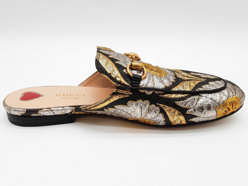 Gucci Princetown Horsebit Metallic Silver Gold Slip Ons Size Eu 37 Do0925oxzde
