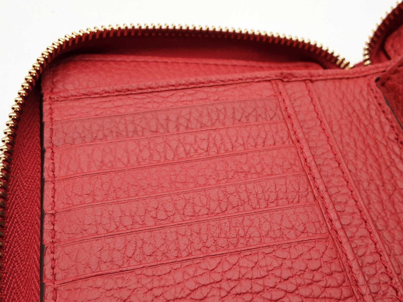 Gucci 420113 Gg Tan Canvas Red Leather Zipper Wallet Do0125lexde