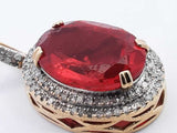 Red Gemstone & Diamond Pendant In 10k Yellow Gold 4 Grams Eb1024crsa