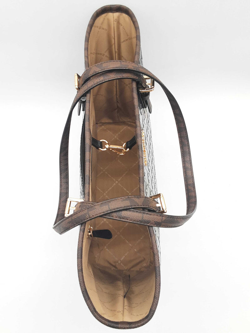 Michael Kor Brown Logo Patent Leather Tote Bag Do0825rxde