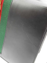 Gucci Sylvie Web Black Leather Top Handle Bag Eb0126rxzde
