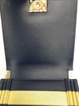 Chanel Paris- New York North South Boy Flap Blue Gold Crossbody Bag Do0925lcxzde
