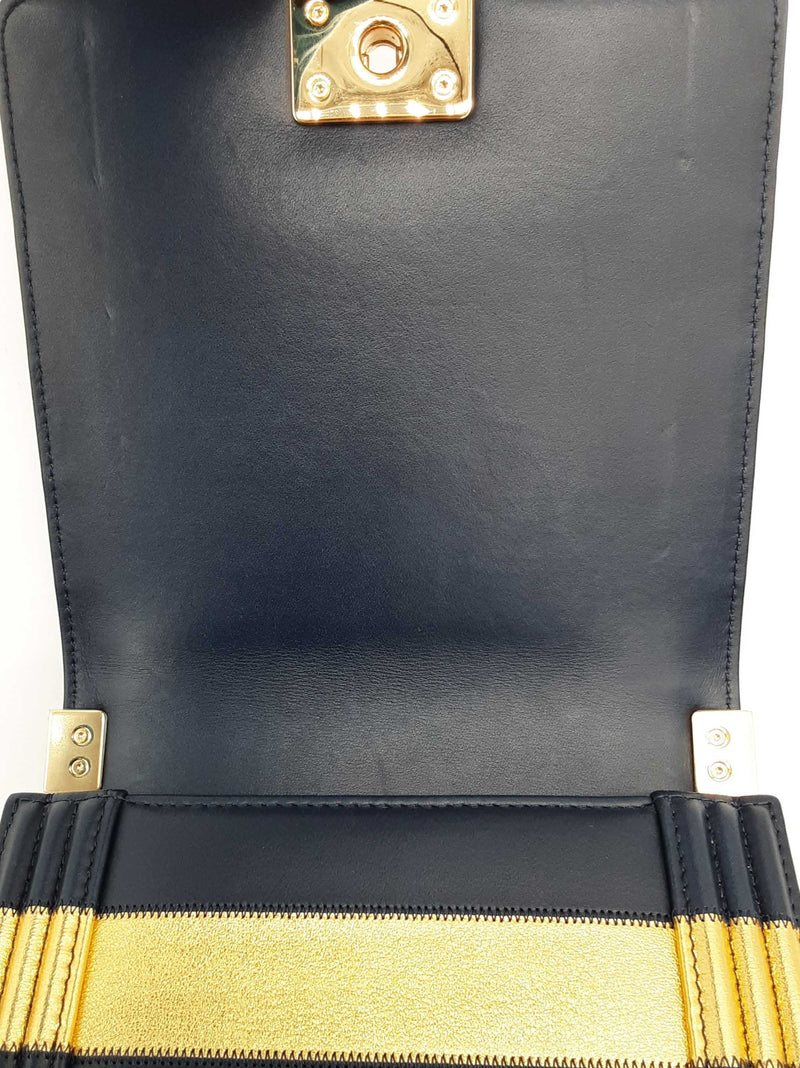 Chanel Paris- New York North South Boy Flap Blue Gold Crossbody Bag Do0925lcxzde