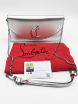 Christian Louboutin Silver Metallic Loubi54 Clutch Crossbody Bag Eb0125wrxdu