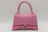 Balenciaga Hourglass Pink Crocodile Embossed Leather Top Handle Bag Eb1026pxzsa